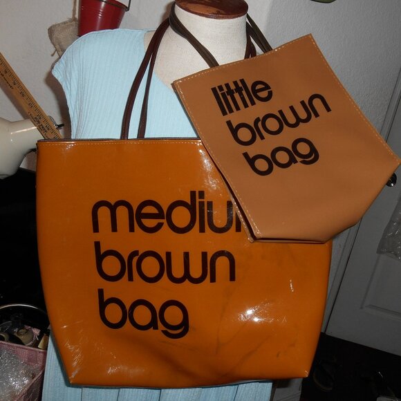 MEDIUM BROWN BAG AND LITTLE BROWN BAG SET BLOOMINGDALE'S TOTES COLLECTION - Picture 1 of 9